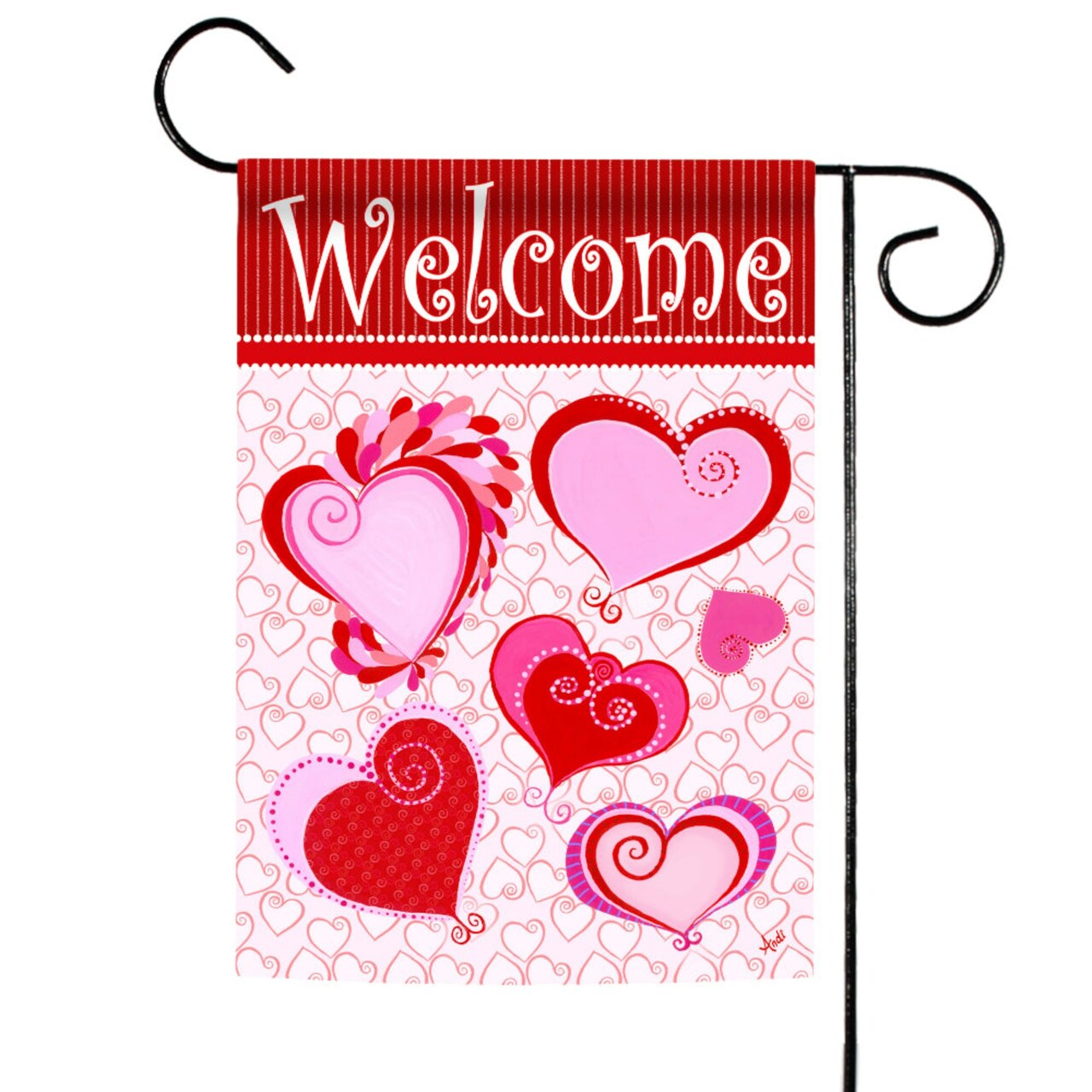 Toland Home Garden Paper Hearts Welcome Valentine's Day Outdoor Garden Flag 18" x 12.5"